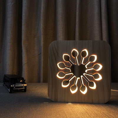 Wooden Flower 3D Lamp