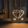 Wooden Diamond 3D Lamp