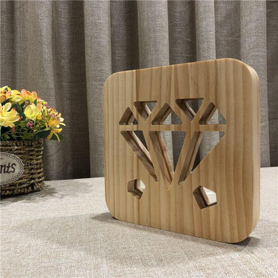 Wooden Diamond 3D Lamp